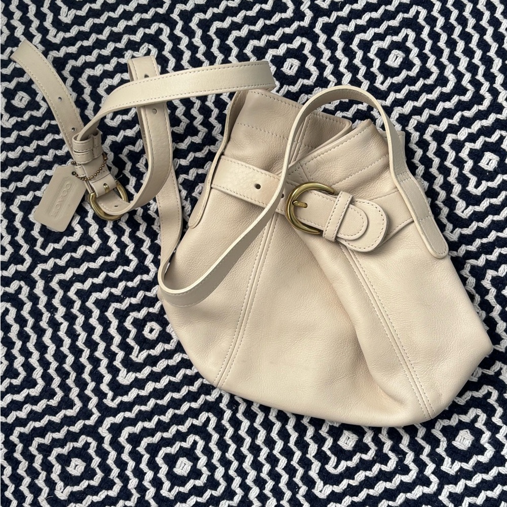 Coach Putty Colored Leather Shoulder Bag